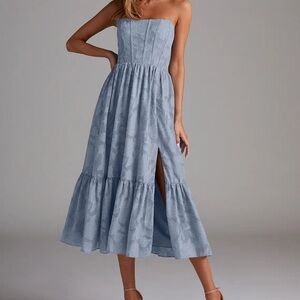 Azazie Strapless Light Blue Dress